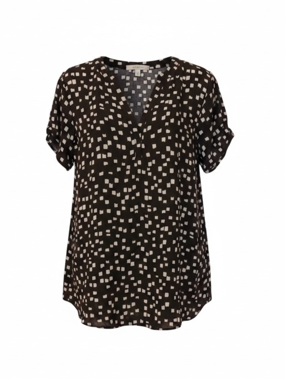 torrid Harper Black and White Geometric Print Blouse Short Sleeves Size 1X